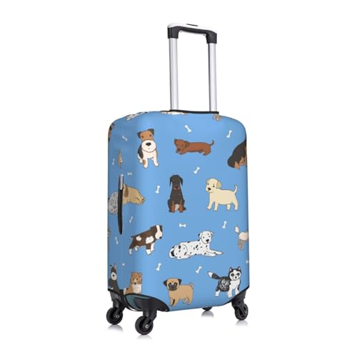 Lukbfall Dogs Blue Background Luggage Suitcase Covers Elastic Washable Cute Puppy Luggage Protector Travel Suitcase Protective Cover For Kid And Adult, L (Fit 25-28 Inch Luggage) - Image 3