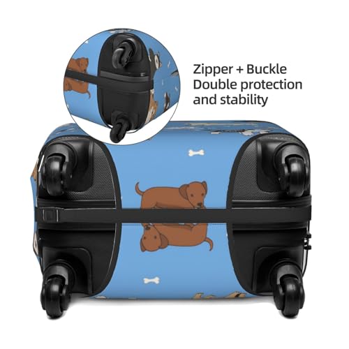 Lukbfall Dogs Blue Background Luggage Suitcase Covers Elastic Washable Cute Puppy Luggage Protector Travel Suitcase Protective Cover For Kid And Adult, L (Fit 25-28 Inch Luggage) - Image 4