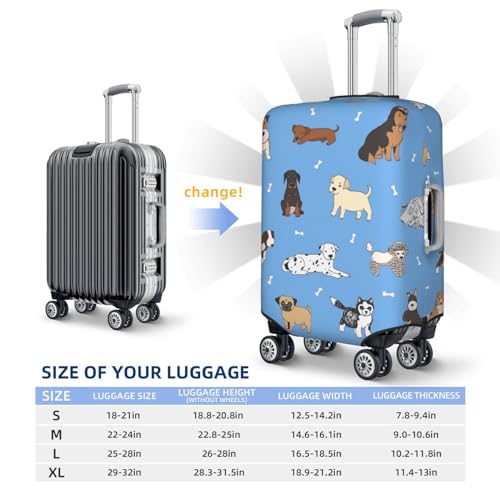 Lukbfall Dogs Blue Background Luggage Suitcase Covers Elastic Washable Cute Puppy Luggage Protector Travel Suitcase Protective Cover For Kid And Adult, L (Fit 25-28 Inch Luggage) - Image 2