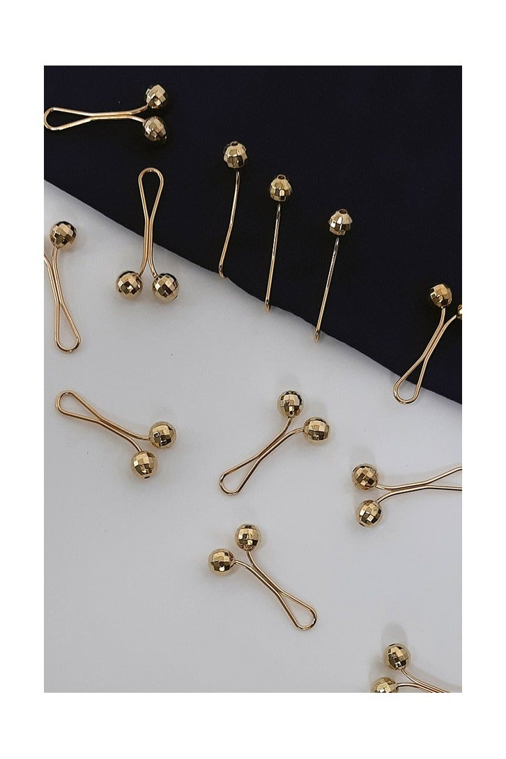 كاف كريشنس 12 قطعة من دبابيس الحجاب باللون الذهبي، دبابيس أمان على شكل بروش مقطوع بالماس، شال حجاب، مشابك وشاح حجاب إسلامي، دبابيس أمان، أزرار، فستان زفاف، بوتونيير مزخرف - Image 3