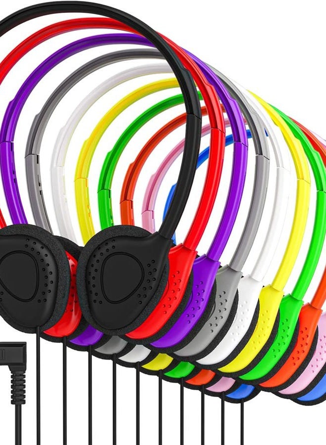 Maeline Bulk On-Ear Headphones with 3.5 mm Headphone Plug - 10 Pack Wholesale Bundle - Multi Color - Image 1