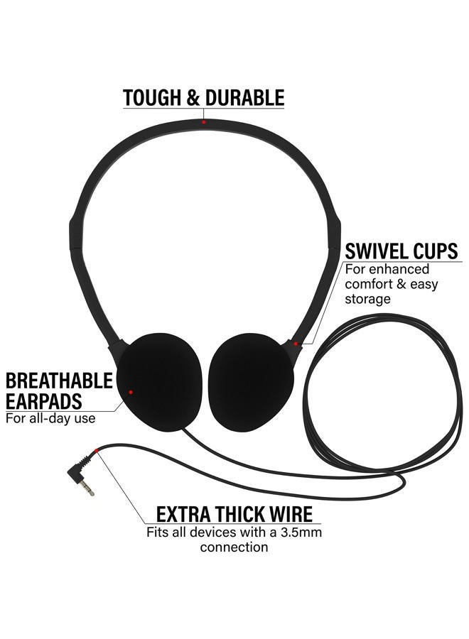 Maeline Bulk On-Ear Headphones with 3.5 mm Headphone Plug - 10 Pack Wholesale Bundle - Multi Color - Image 4