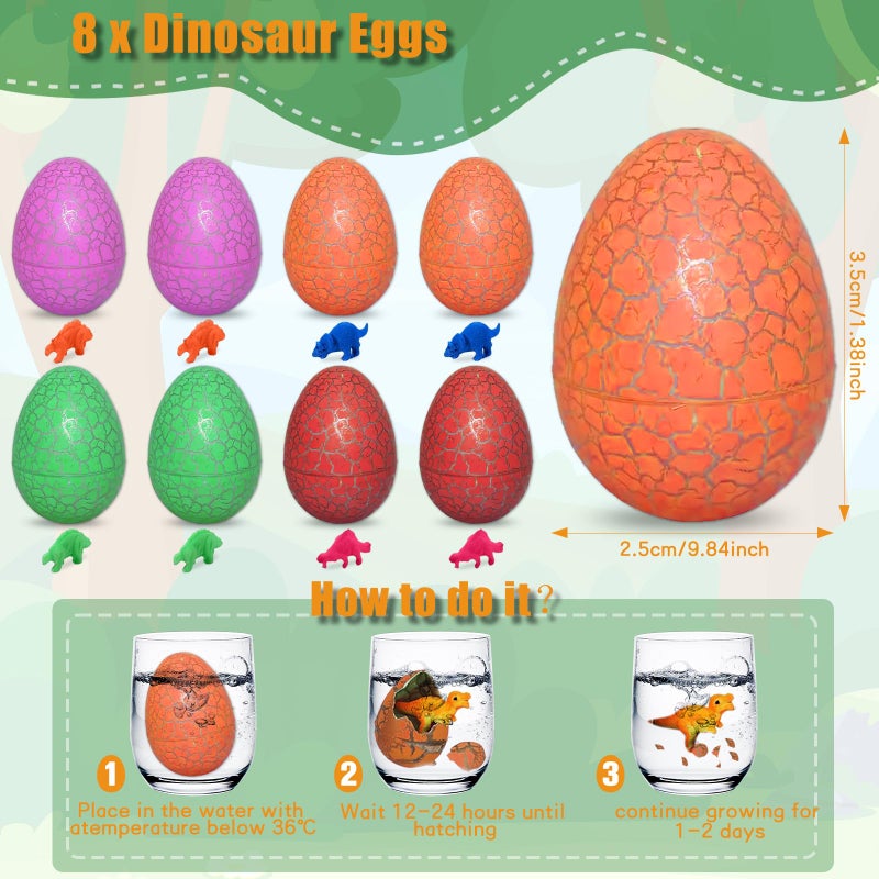 FEMBW Dinosaur Party Favors for Kids,Dino Birthday Toys with Hatchable Eggs,Glow-in-the-Dark Keychains, Skeleton Models,3D Stickers & Magnifying Glass â€“ Dinosaur Themed Party Toys for Boys & Girls - Image 4
