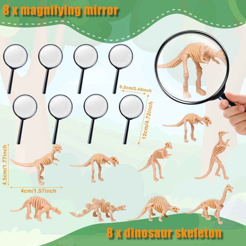 FEMBW Dinosaur Party Favors for Kids,Dino Birthday Toys with Hatchable Eggs,Glow-in-the-Dark Keychains, Skeleton Models,3D Stickers & Magnifying Glass â€“ Dinosaur Themed Party Toys for Boys & Girls - Image 3