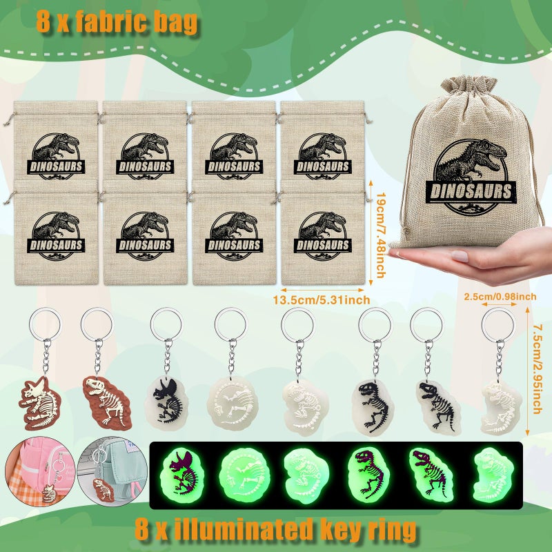 FEMBW Dinosaur Party Favors for Kids,Dino Birthday Toys with Hatchable Eggs,Glow-in-the-Dark Keychains, Skeleton Models,3D Stickers & Magnifying Glass â€“ Dinosaur Themed Party Toys for Boys & Girls - Image 5