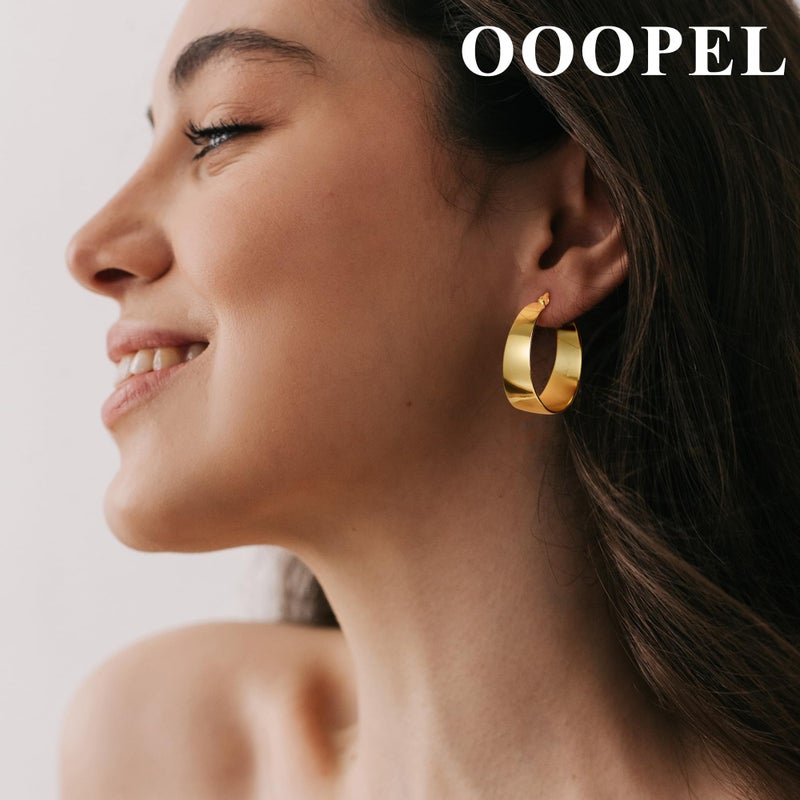 OOOPEL 10mm Thick Chunky Gold Hoops Earrings for Women 14K Real Gold Plated Hoop Earrings for Women Hypoallergenic Lightweight Big Hoop Earrings Jewelry Gifts 30/40/50/60MM - Image 4