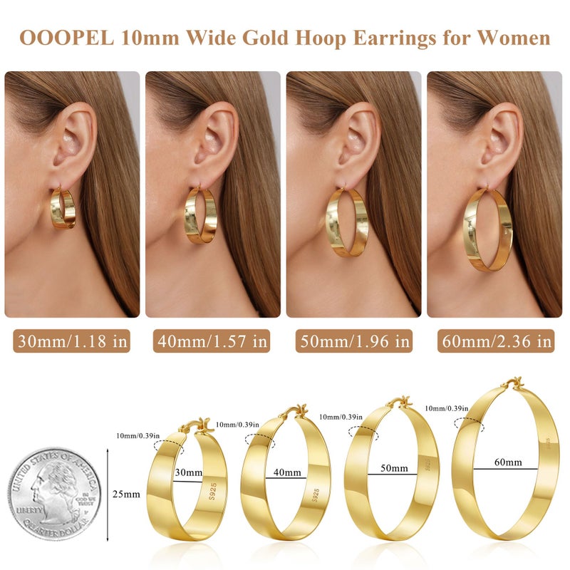 OOOPEL 10mm Thick Chunky Gold Hoops Earrings for Women 14K Real Gold Plated Hoop Earrings for Women Hypoallergenic Lightweight Big Hoop Earrings Jewelry Gifts 30/40/50/60MM - Image 5