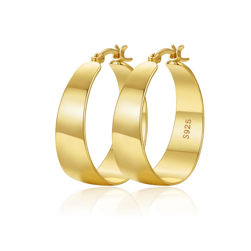 OOOPEL 10mm Thick Chunky Gold Hoops Earrings for Women 14K Real Gold Plated Hoop Earrings for Women Hypoallergenic Lightweight Big Hoop Earrings Jewelry Gifts 30/40/50/60MM - Image 1