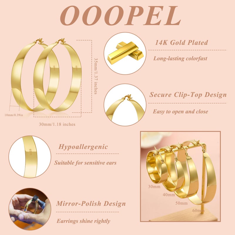 OOOPEL 10mm Thick Chunky Gold Hoops Earrings for Women 14K Real Gold Plated Hoop Earrings for Women Hypoallergenic Lightweight Big Hoop Earrings Jewelry Gifts 30/40/50/60MM - Image 3
