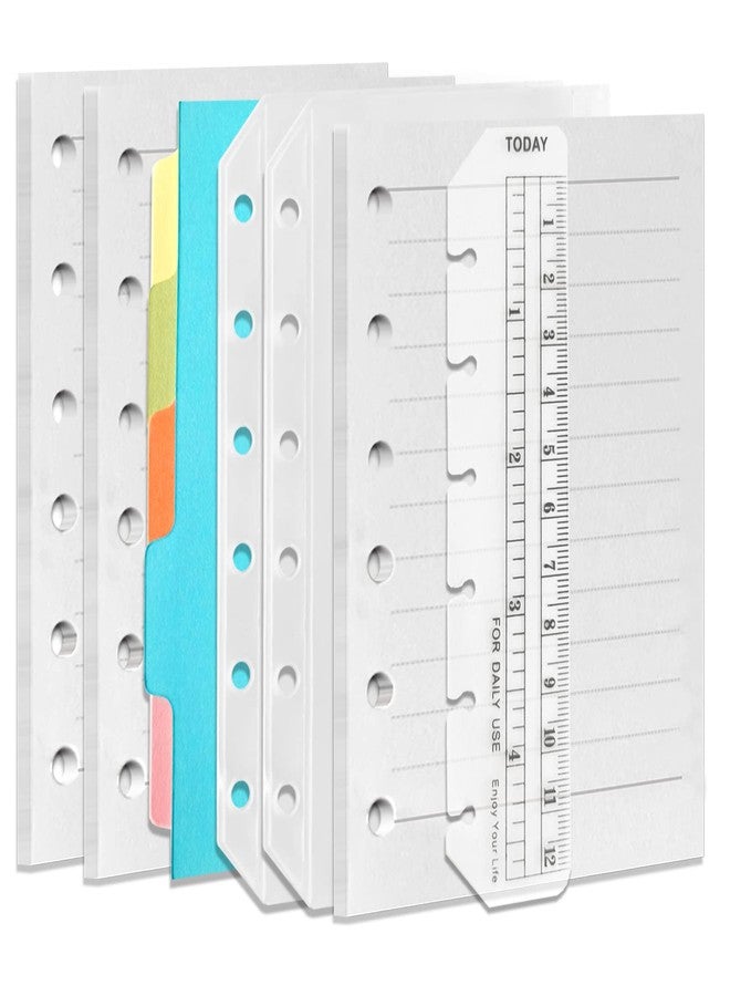 DY.2ten Refillable A7 Notebook Set, 3 Pack Lined Refill Paper, A7 Clear Zipper Binder Pockets, Dividers, Ruler Marker, Paper Refill for 6-Ring Binders Planner Notebook - Image 1