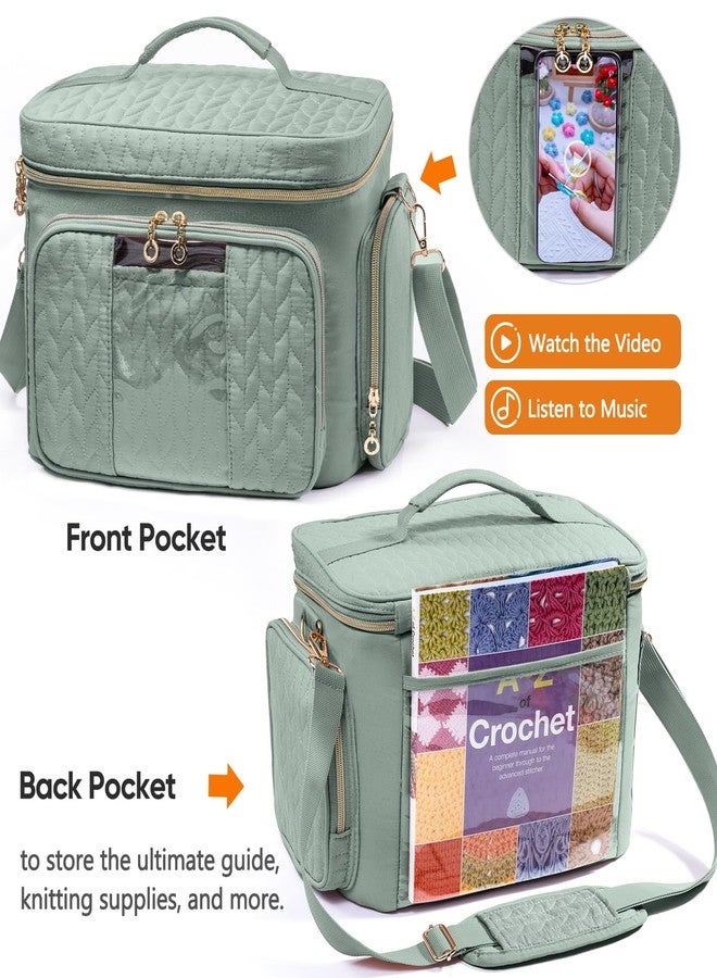 MYBAGZING حقيبة تنظيم الكروشيه من ماي باجزينج - حقائب خيوط للكروشيه - حقيبة تخزين للكروشيه مزودة بجيوب لخطافات الكروشيه وملحقات الكروشيه - منظمات خيوط - حوامل خيوط للكروشيه - حقائب حياكة - Image 4