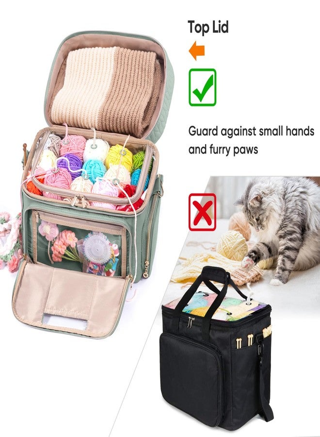 MYBAGZING حقيبة تنظيم الكروشيه من ماي باجزينج - حقائب خيوط للكروشيه - حقيبة تخزين للكروشيه مزودة بجيوب لخطافات الكروشيه وملحقات الكروشيه - منظمات خيوط - حوامل خيوط للكروشيه - حقائب حياكة - Image 3