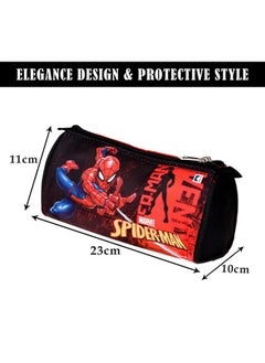Kuber Industries Kuber Industries Pack of 2 Pencil Pouch | Multi-Purpose Travel Pouch | Kids Stationary Pencil Case | Pencil Utility School Pouches | Marvel Geometry Box | Large | Black & Red  - Image 3