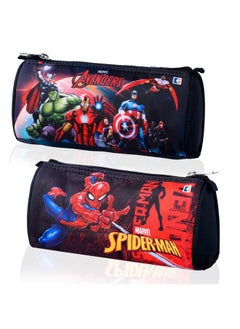 Kuber Industries Kuber Industries Pack of 2 Pencil Pouch | Multi-Purpose Travel Pouch | Kids Stationary Pencil Case | Pencil Utility School Pouches | Marvel Geometry Box | Large | Black & Red  - Image 1