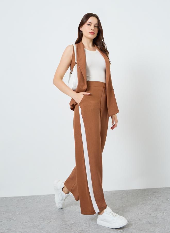 Styli Sleeveless  Blazer With Straight Leg Pants With Side Stripe - Image 2