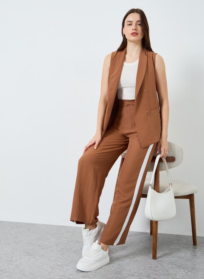 Styli Sleeveless  Blazer With Straight Leg Pants With Side Stripe - Image 1