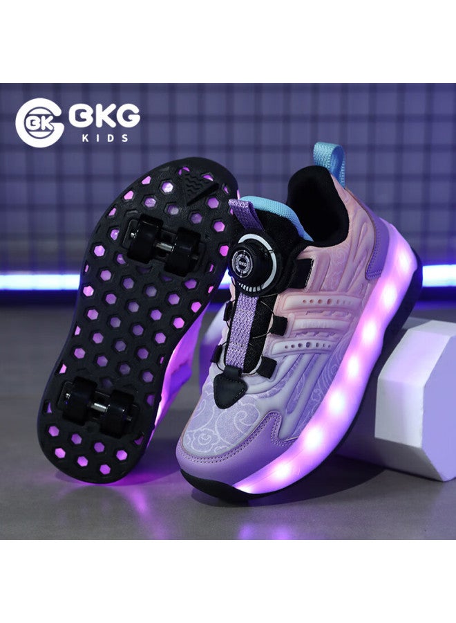 Bkg Kids Four-wheel Sports Roller Skates Youth Skating Shoes Zyq23825-b7 Purple Size 36 - Image 1