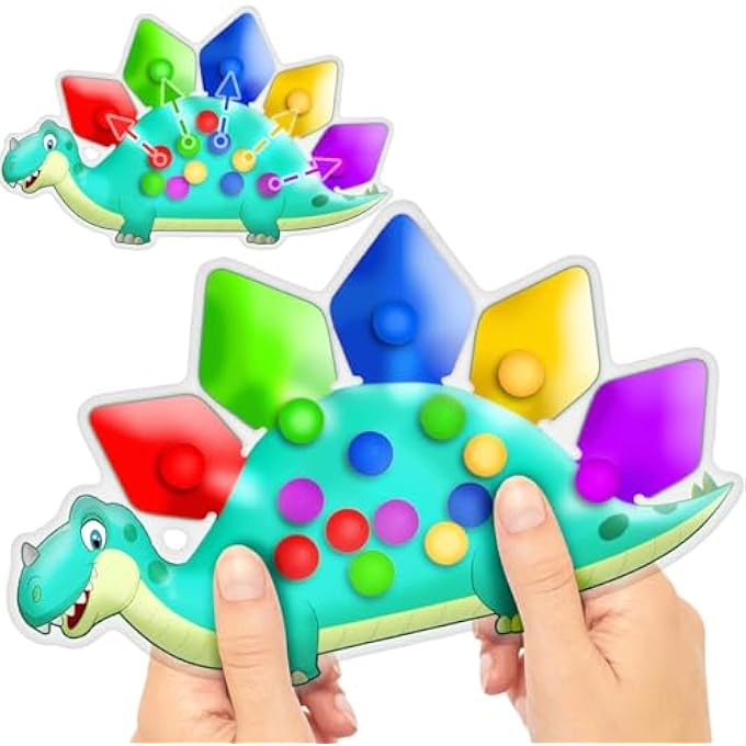 DINOSAUR COLOR SORTING SENSORY TOY - TODDLER FINE MOTOR MATCHING GAME, MONTESSORI ROADTRIP TRAVEL ESSENTIAL, CLASSROOM STOCKING STUFFERS, GIFT FOR 3-5 YEAR OLD BOYS - Image 1