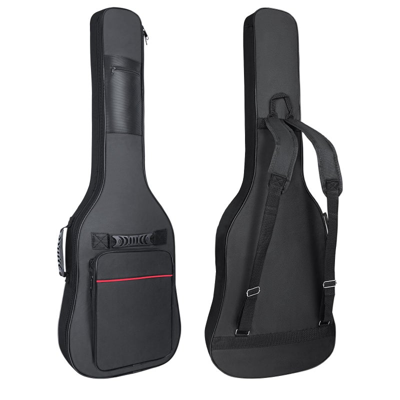 Muscab 39 Inch Electric Guitar Case 7mm Padding Electric Guitar Bag Waterproof Electric Guitar Gig Bag Guitar Bag Electric Backpack with Neck Strap and Pockets BlackRed Line - Image 2
