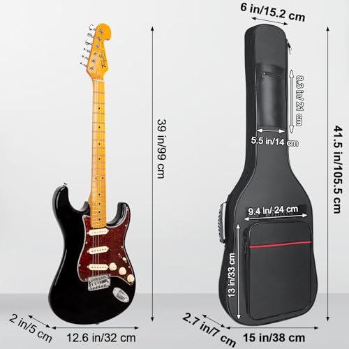Muscab 39 Inch Electric Guitar Case 7mm Padding Electric Guitar Bag Waterproof Electric Guitar Gig Bag Guitar Bag Electric Backpack with Neck Strap and Pockets BlackRed Line - Image 3