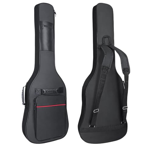 Muscab 39 Inch Electric Guitar Case 7mm Padding Electric Guitar Bag Waterproof Electric Guitar Gig Bag Guitar Bag Electric Backpack with Neck Strap and Pockets BlackRed Line - Image 1