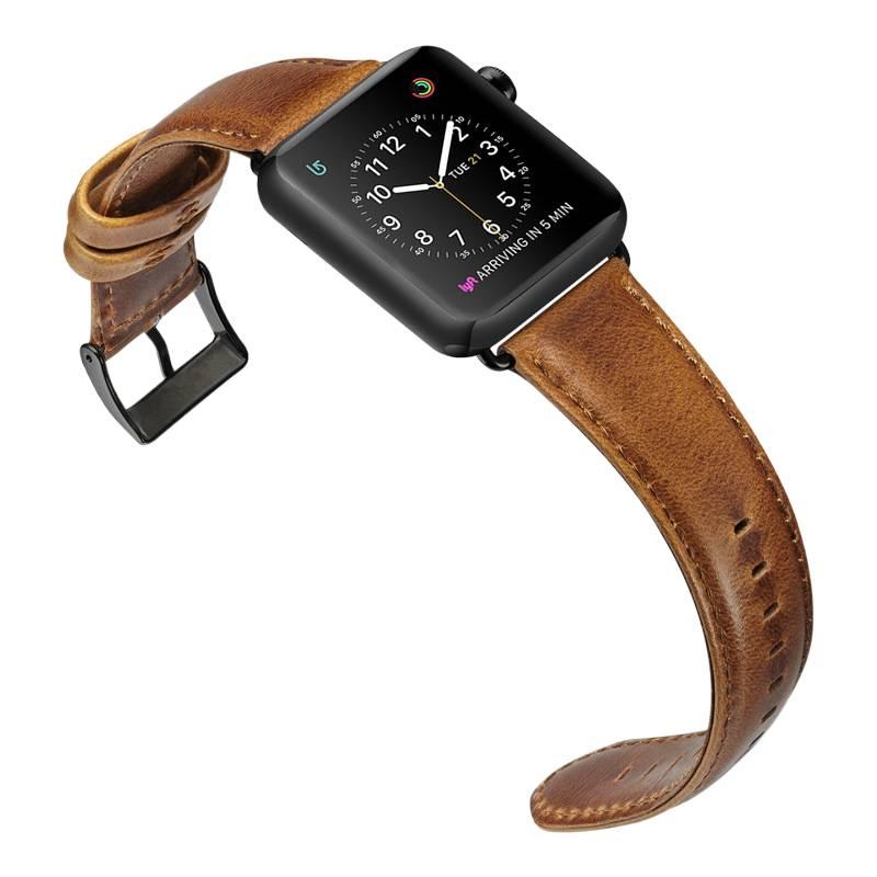 سوار ساعة ذكية باللون أسود قابل للتعديل سوار جلدي كلاسيكي متوافق مع Apple Watch 38/40/41/42/44/45/49mm بملاءمة قابلة للتعديل وحزام بديل - Image 5