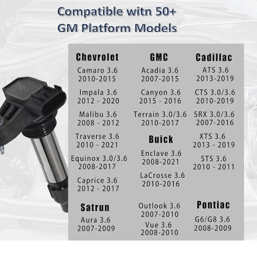 MANATEE UF569 Ignition Coil Pack 6 PCS for 3.0 3.6 GMC Acadia Terrain Buick Enclave Chevy Traverse Impala Camaro Equinox Cadillac SRX CTS XTS 2010 2011 2012 2013 2014 2015 2016, D515C C1555 GN10494 - Image 4