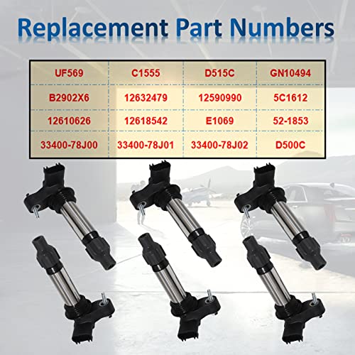 MANATEE UF569 Ignition Coil Pack 6 PCS for 3.0 3.6 GMC Acadia Terrain Buick Enclave Chevy Traverse Impala Camaro Equinox Cadillac SRX CTS XTS 2010 2011 2012 2013 2014 2015 2016, D515C C1555 GN10494 - Image 3