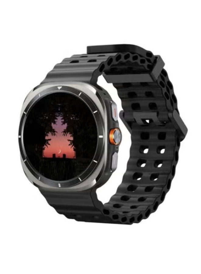 تايجر Soft Silicone Adjustable Replacement Strap for 47mm Galaxy Watch 7 Ultra | Durable Sport Bracelet | Lightweight, Sweat-Resistant Band for Active Lifestyles | Easy Installation – Black - Image 1