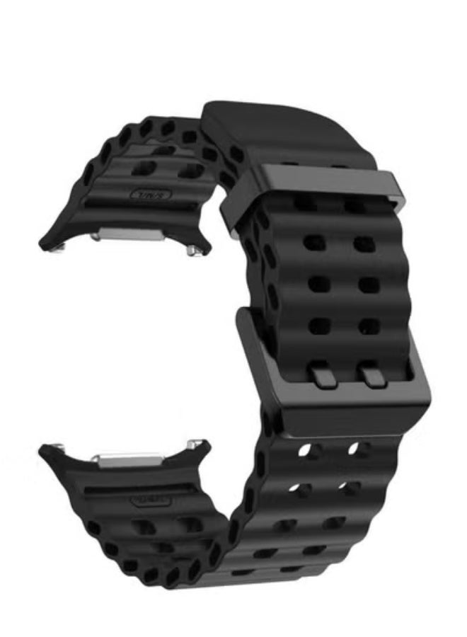 تايجر Soft Silicone Adjustable Replacement Strap for 47mm Galaxy Watch 7 Ultra | Durable Sport Bracelet | Lightweight, Sweat-Resistant Band for Active Lifestyles | Easy Installation – Black - Image 2