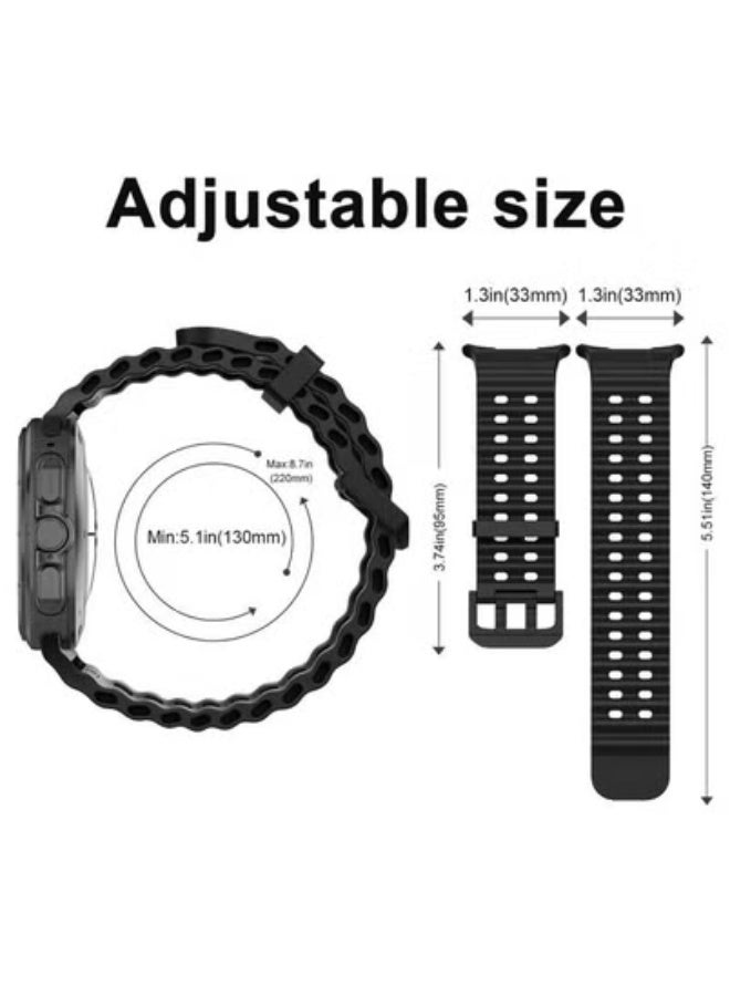تايجر Soft Silicone Adjustable Replacement Strap for 47mm Galaxy Watch 7 Ultra | Durable Sport Bracelet | Lightweight, Sweat-Resistant Band for Active Lifestyles | Easy Installation – Black - Image 4