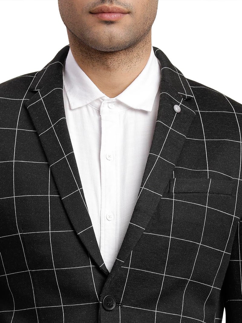 Turtle Men’s Knitted Checkered Dark Grey Blazer || Premium Casual & Formal Layering Jacket || Smart Casual & Office Wear - Image 5