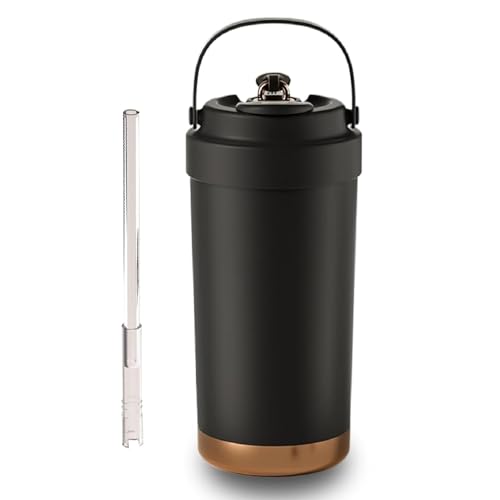 Wosta Travel Mug, Insulated Coffee Cup with Leakproof Lid,Vacuum Insulation Stainless Steel Reusable for Hot Cold Coffee, Non-Slip Protective Cover, (Black, 500 Ml) - Image 1