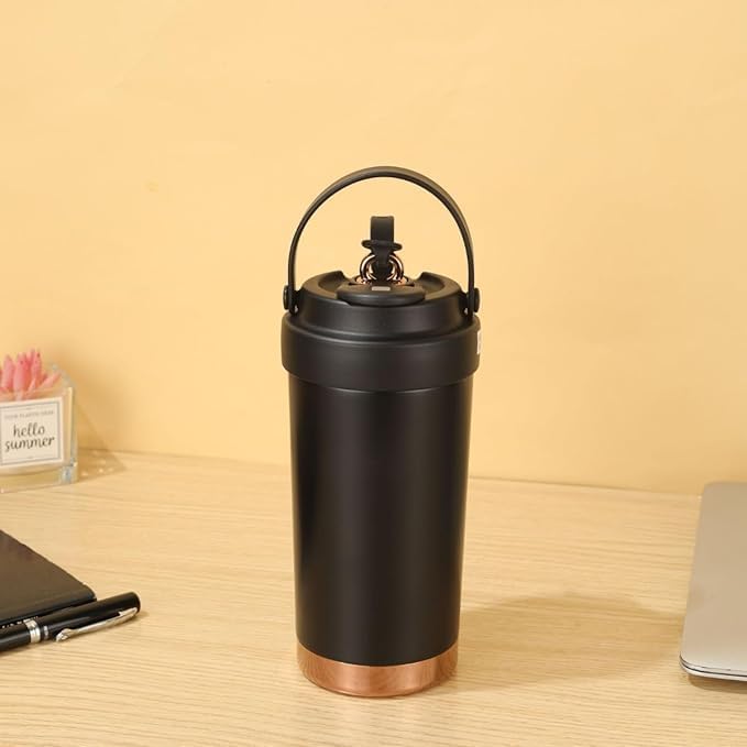 Wosta Travel Mug, Insulated Coffee Cup with Leakproof Lid,Vacuum Insulation Stainless Steel Reusable for Hot Cold Coffee, Non-Slip Protective Cover, (Black, 500 Ml) - Image 2