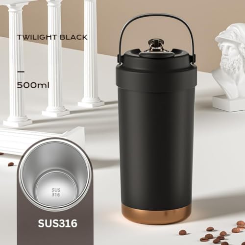Wosta Travel Mug, Insulated Coffee Cup with Leakproof Lid,Vacuum Insulation Stainless Steel Reusable for Hot Cold Coffee, Non-Slip Protective Cover, (Black, 500 Ml) - Image 5