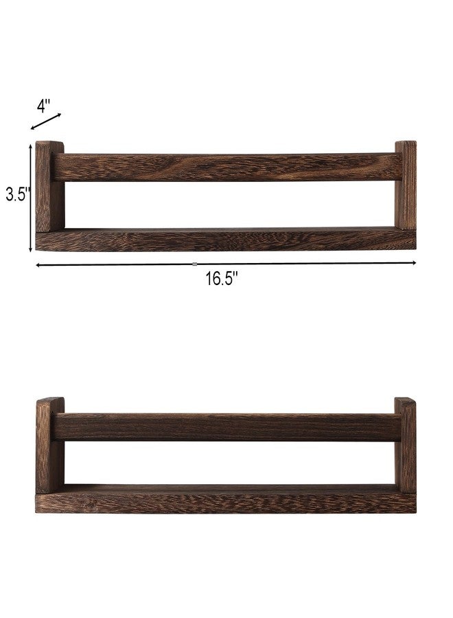 JORIKCHUO Nursery Book Shelves, Set of 2 Wood Floating Book Shelves for Kids Room, Kitchen Spice Rack, or Rustic Wall Mounted Shelves for Farmhouse Bathroom Décor (Carbon Brown) - Image 5