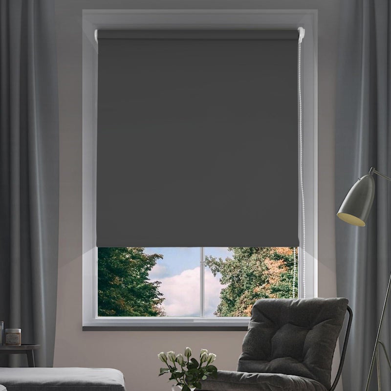 NUTRO CHILL Window Roller Shades Blinds 100 Blackout Gray Roller Blinds Quick Installation Roller Shades Blackout for Bedroom