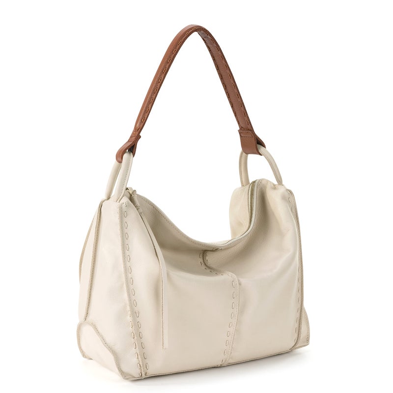 The Sak Los Feliz Hobo in Leather, Lined, Roomy Shoulder Purse, Stone - Image 2