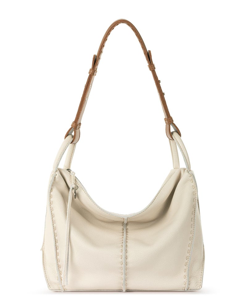 The Sak Los Feliz Hobo in Leather, Lined, Roomy Shoulder Purse, Stone - Image 1