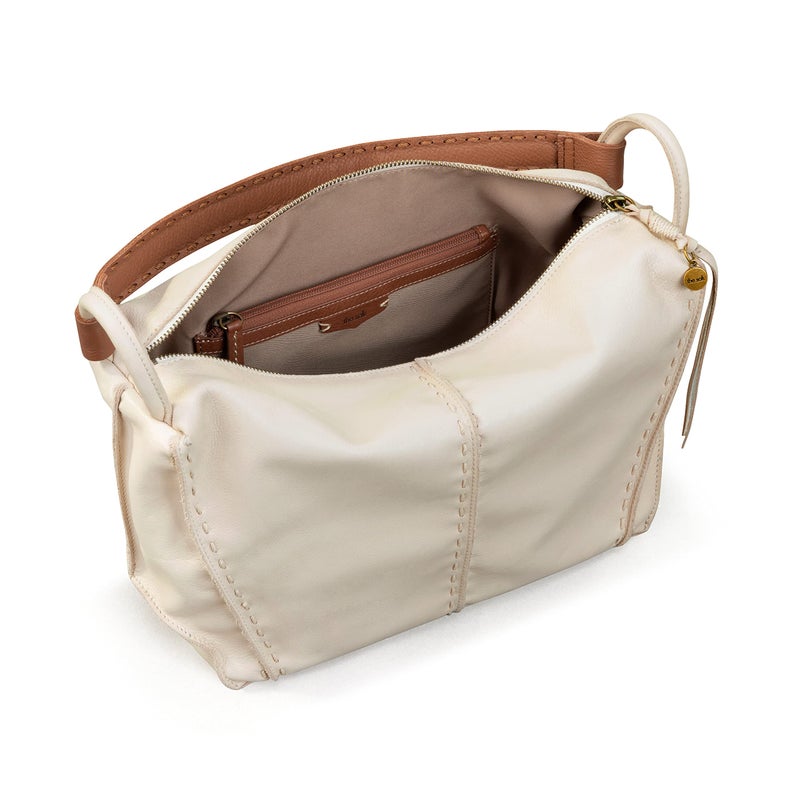 The Sak Los Feliz Hobo in Leather, Lined, Roomy Shoulder Purse, Stone - Image 3