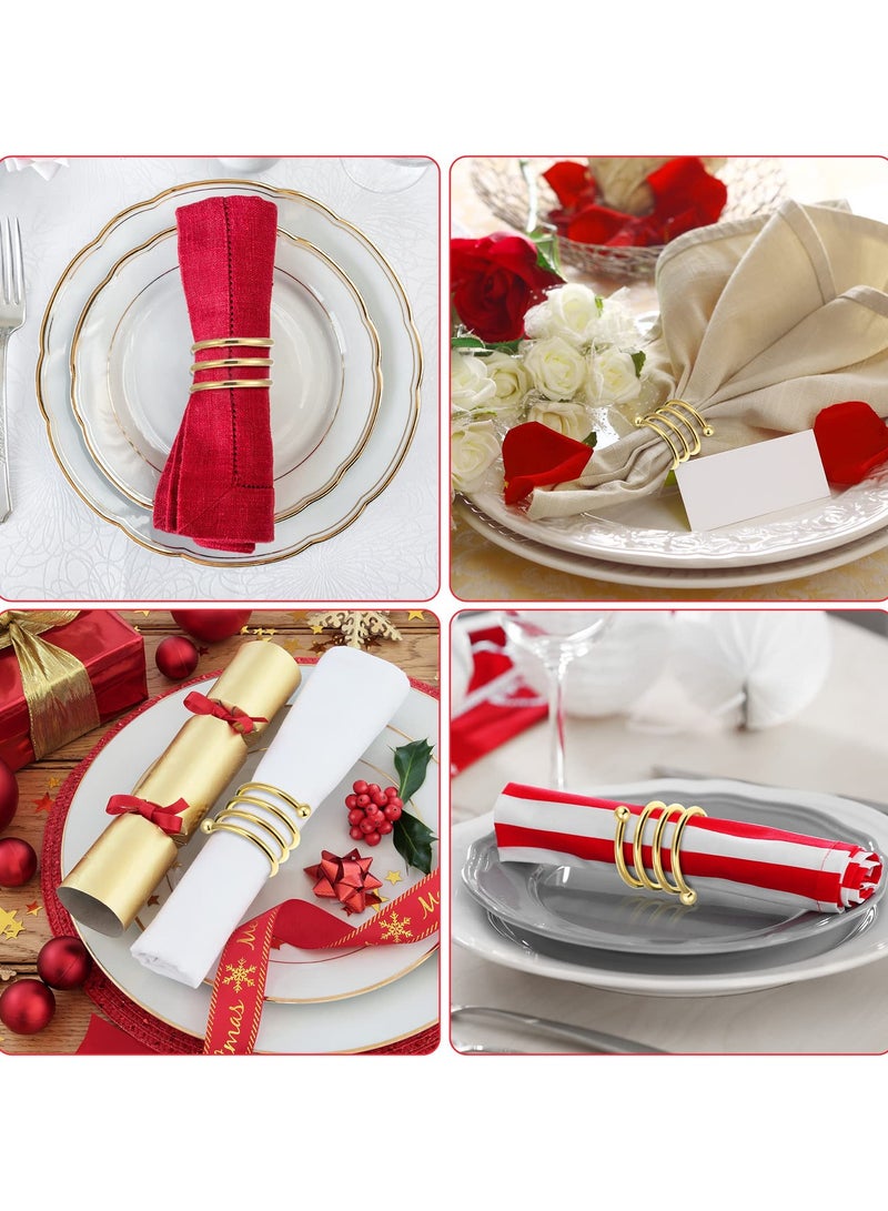 8Pcs Gold Napkin Rings, Metal Napkin Rings Dinner Napkin Holders for Cloth Napkins Thanksgiving Wedding  Party Kitchen Table Decoration Family Dinner, Birthday Party Spiral Gold - Image 3