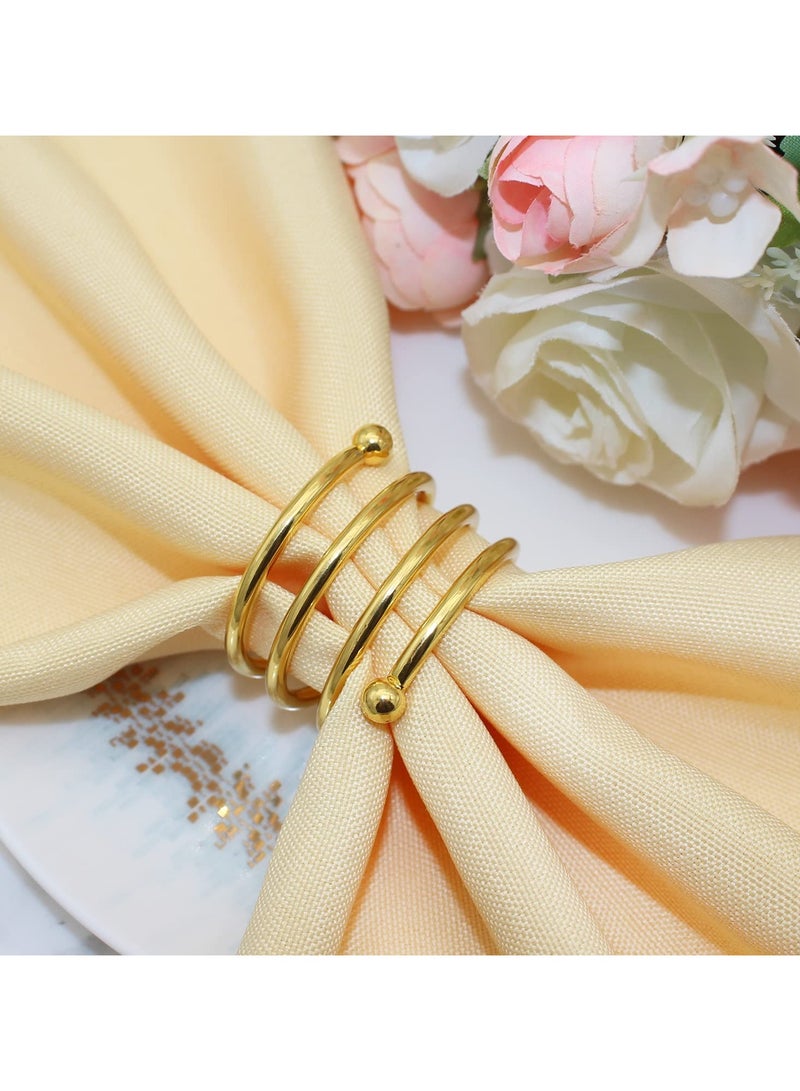 8Pcs Gold Napkin Rings, Metal Napkin Rings Dinner Napkin Holders for Cloth Napkins Thanksgiving Wedding  Party Kitchen Table Decoration Family Dinner, Birthday Party Spiral Gold - Image 5