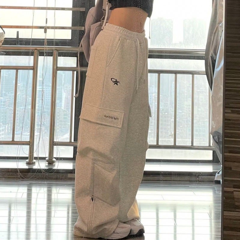 Retro High Street Work Pants Womens Casual Straight-Leg Trousers 2024 Fashion Black - Image 5