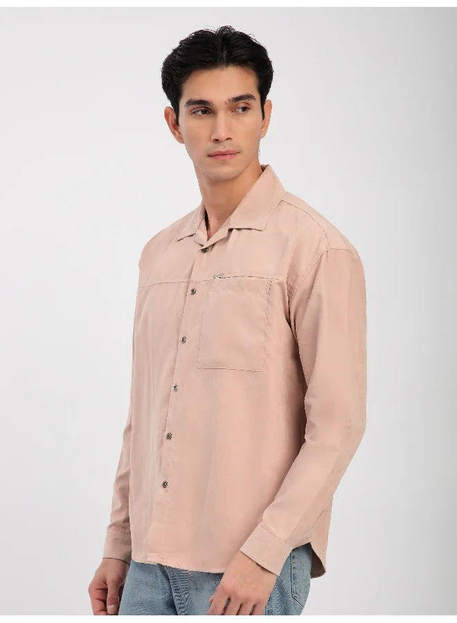 Beyoung Baby Pink Front Yoke Suede Shirt