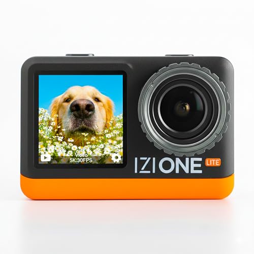 IZI One Lite 5K Action Camera 4K 60FPS 50MP Ultra HD Dual Screen EIS Stabilization 170° Wide Angle 30M Waterproof 2 Batteries 180 Min 18+ Accessories 256GB Support for Sports Bike Diving Vlog Travel - Image 1