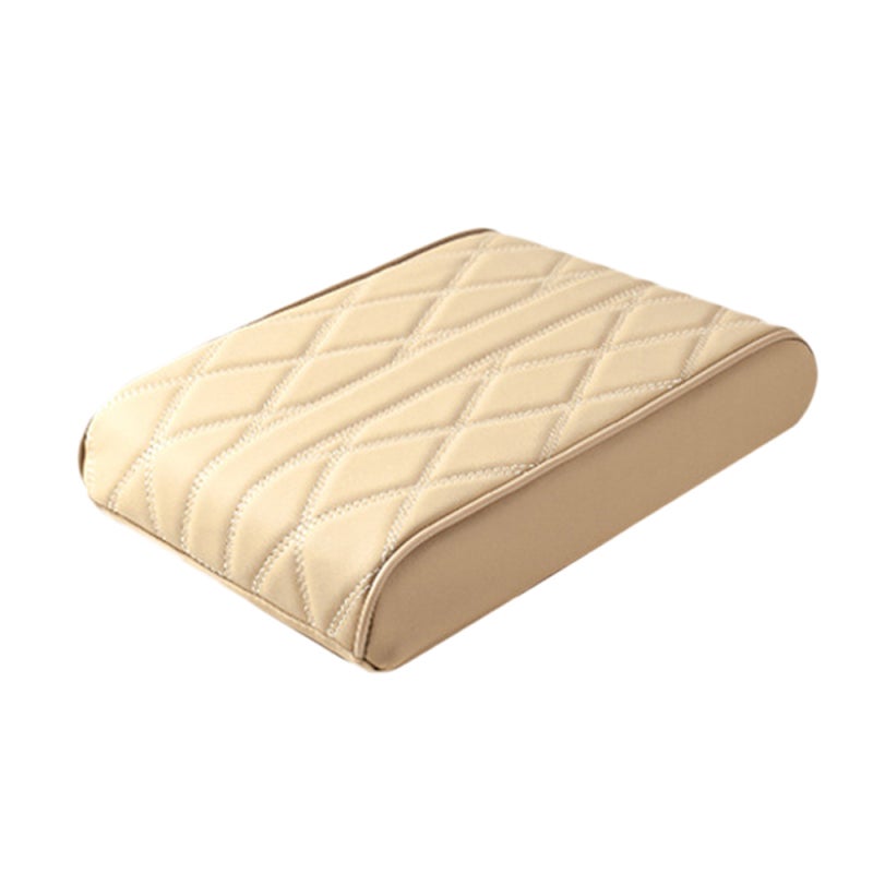 Beige Car Center Console Cover Type 1: Superior PU Leather With Memory Foam Core - Non-Slip Full Protection Armrest Pad for Long-Drive Drivers and Pet Owners - Image 1