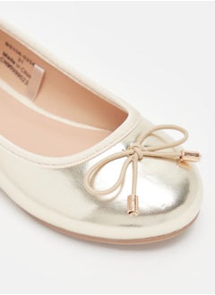 MISSY Girls Solid Slip-On Round Toe Ballerina Shoes with Bow Accent with Cushioning  - Image 4