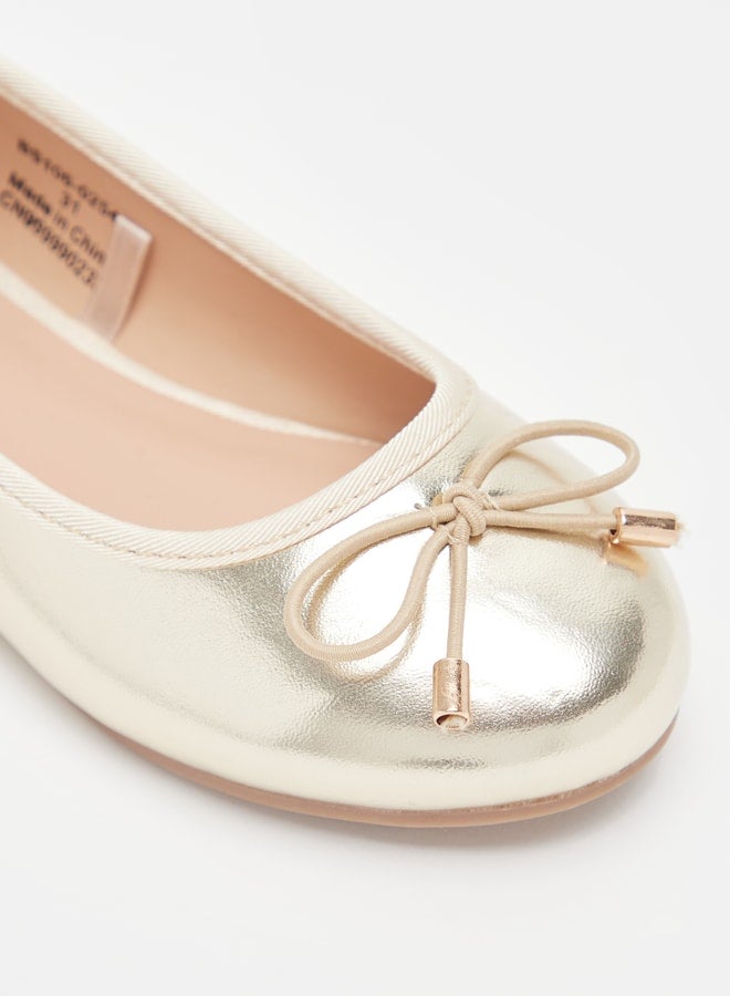 MISSY Girls Solid Slip-On Round Toe Ballerina Shoes with Bow Accent with Cushioning - Image 4