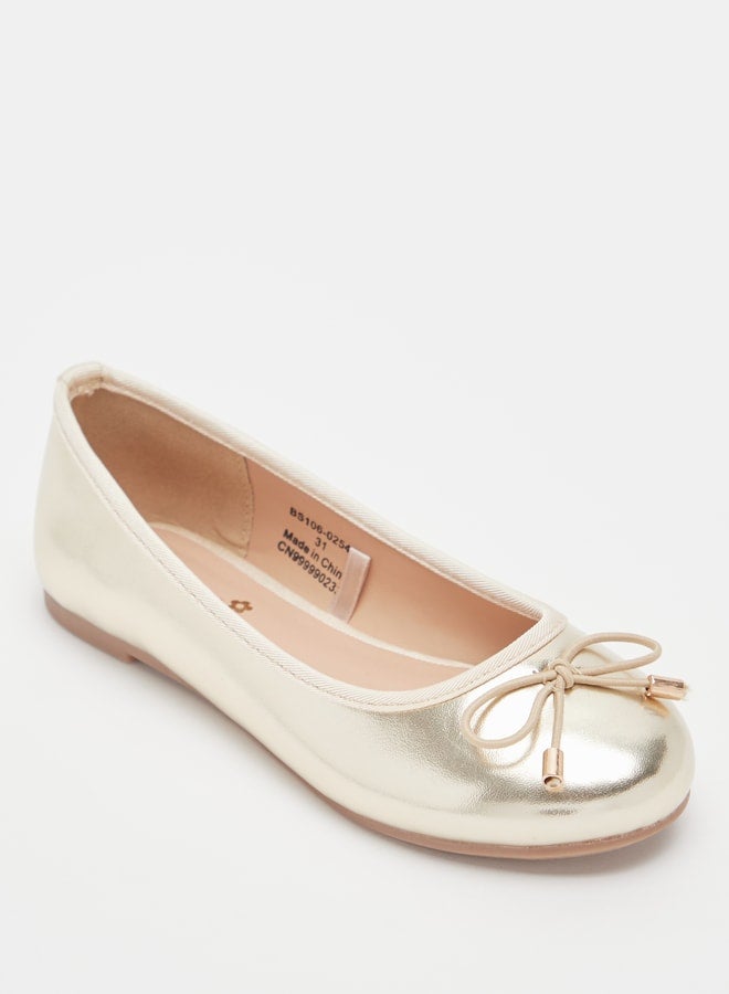 MISSY Girls Solid Slip-On Round Toe Ballerina Shoes with Bow Accent with Cushioning - Image 2