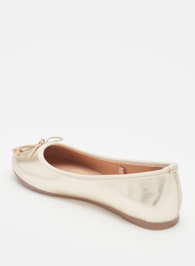 MISSY Girls Solid Slip-On Round Toe Ballerina Shoes with Bow Accent with Cushioning - Image 3